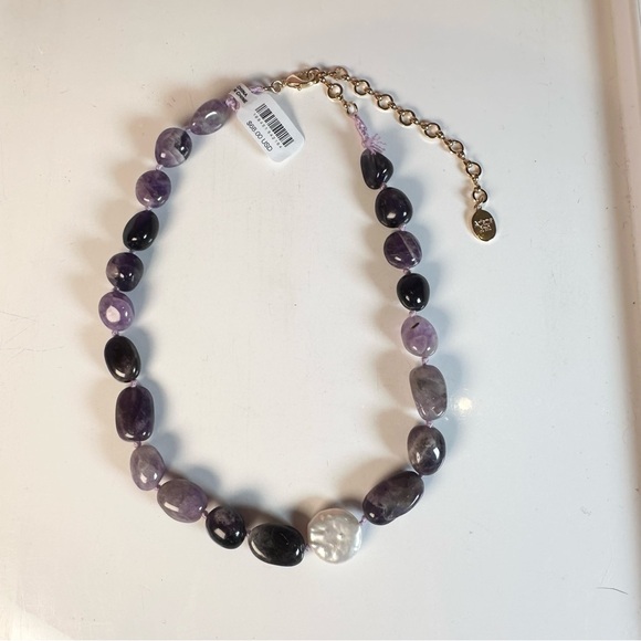 Free People NWT x Ariana Ost Amethyst and Pearl Choker - Picture 3 of 6